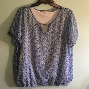 Christopher & Banks Blue Geometric Blouse